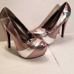Pewtersnake metallic pumps